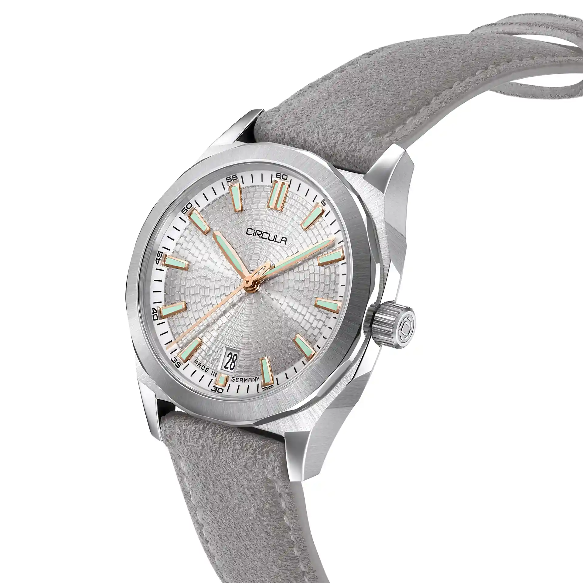 Facet Silver - Suede Strap