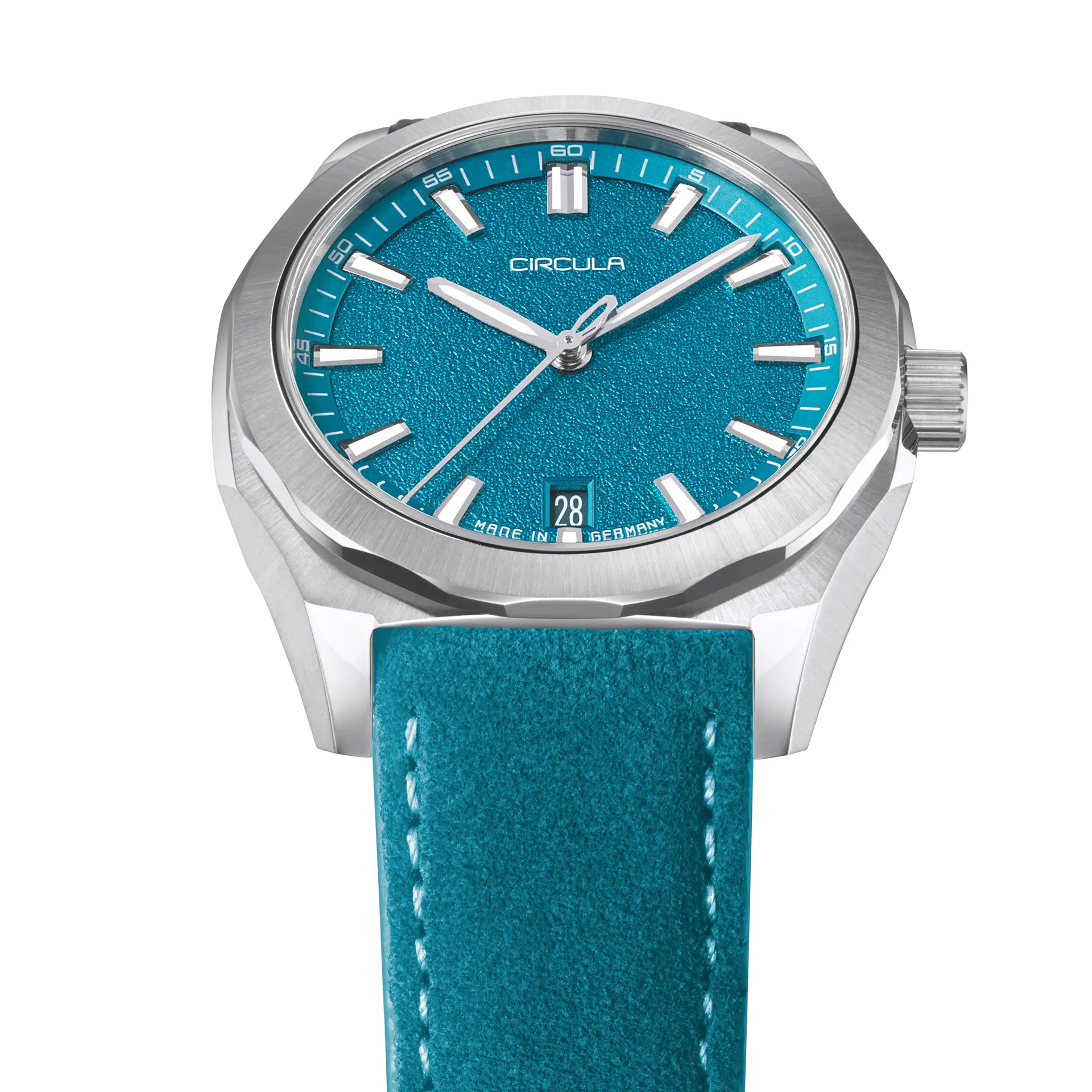 Facet 38 Turquoise- Suede Strap