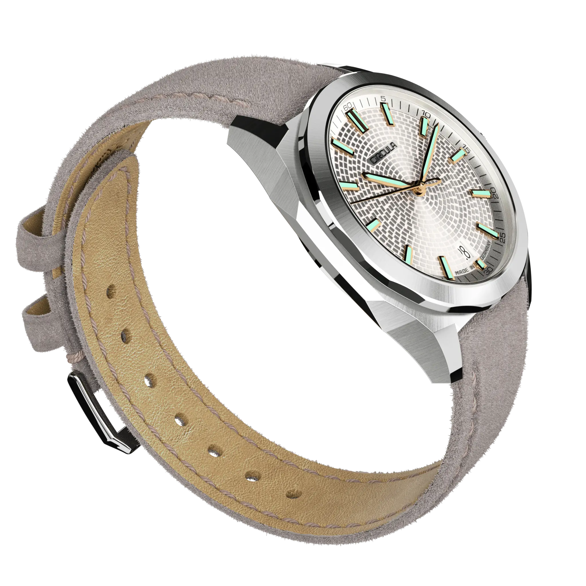 Facet Silver - Suede Strap