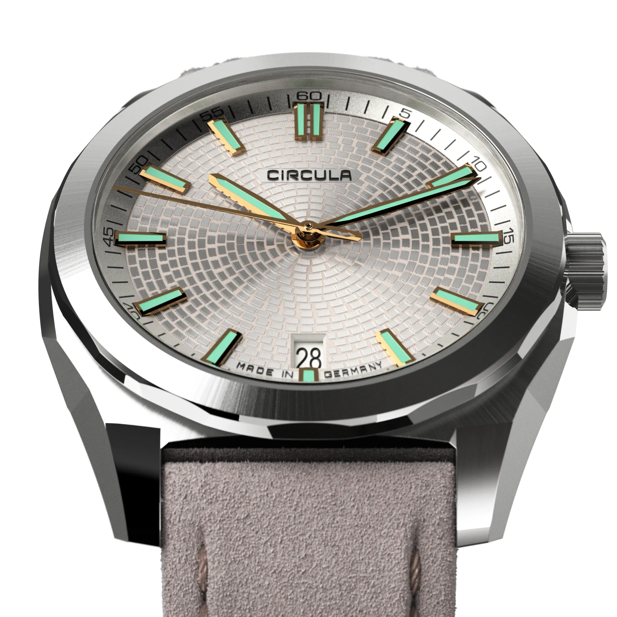 Facet Silver - Suede Strap