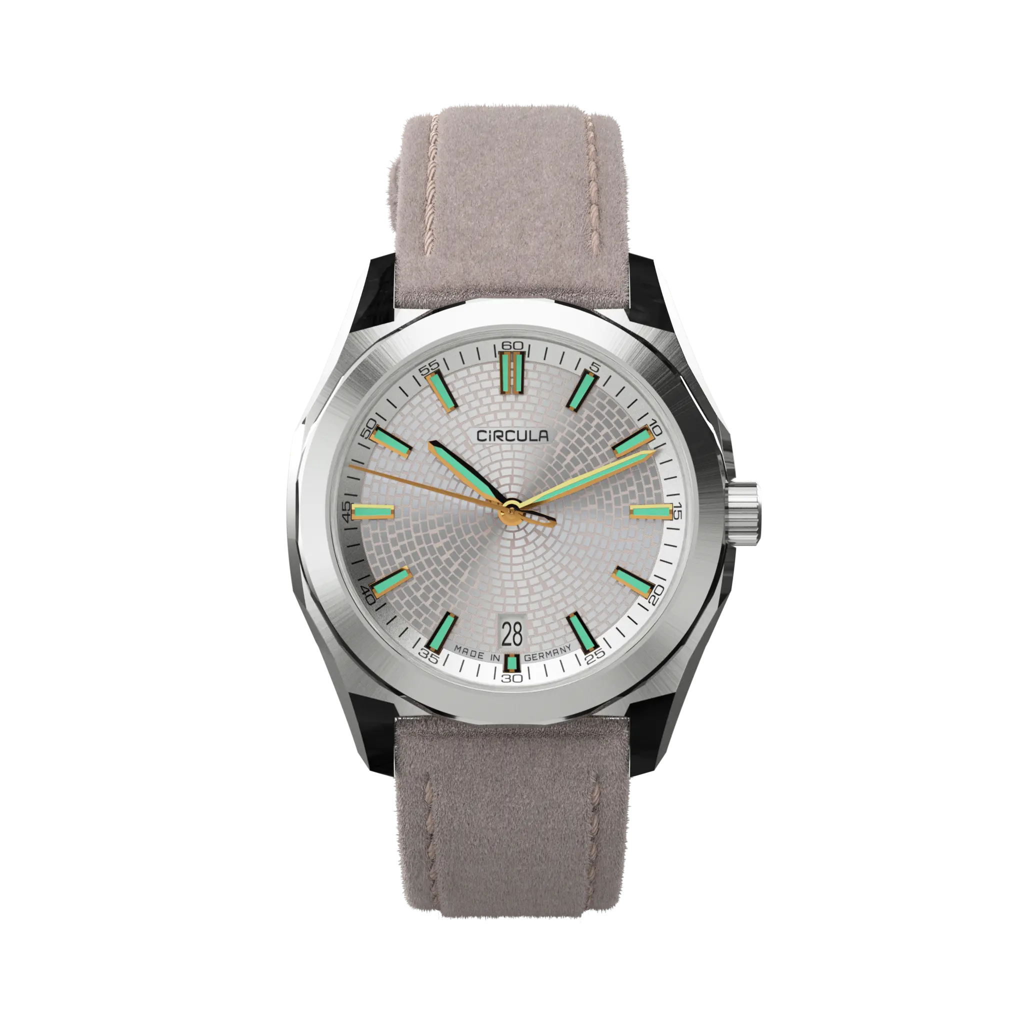 Facet Silver - Suede Strap