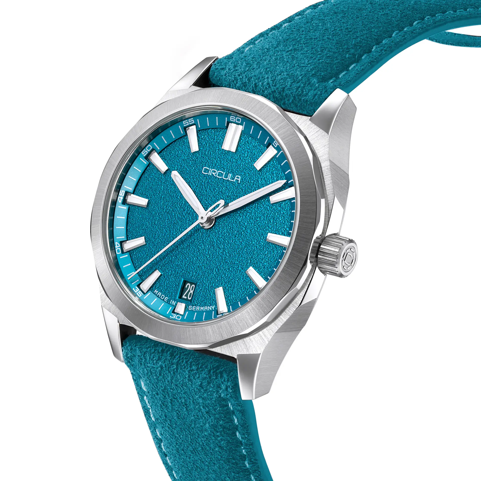 Facet 38 Turquoise- Suede Strap