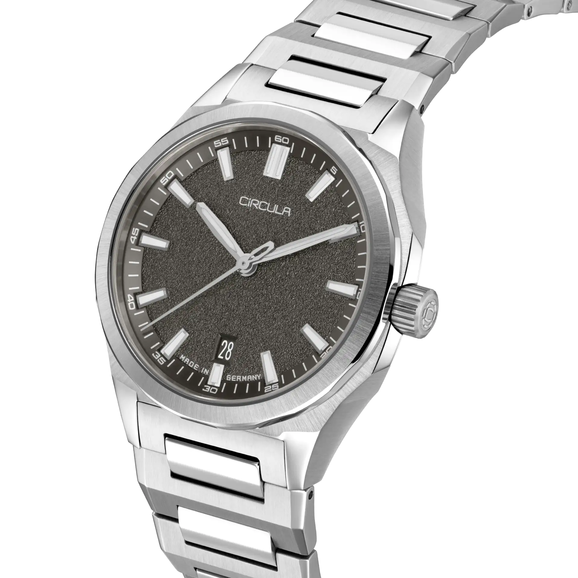 Facet 41 Anthracite - Steel Strap with Extension Folding Clasp