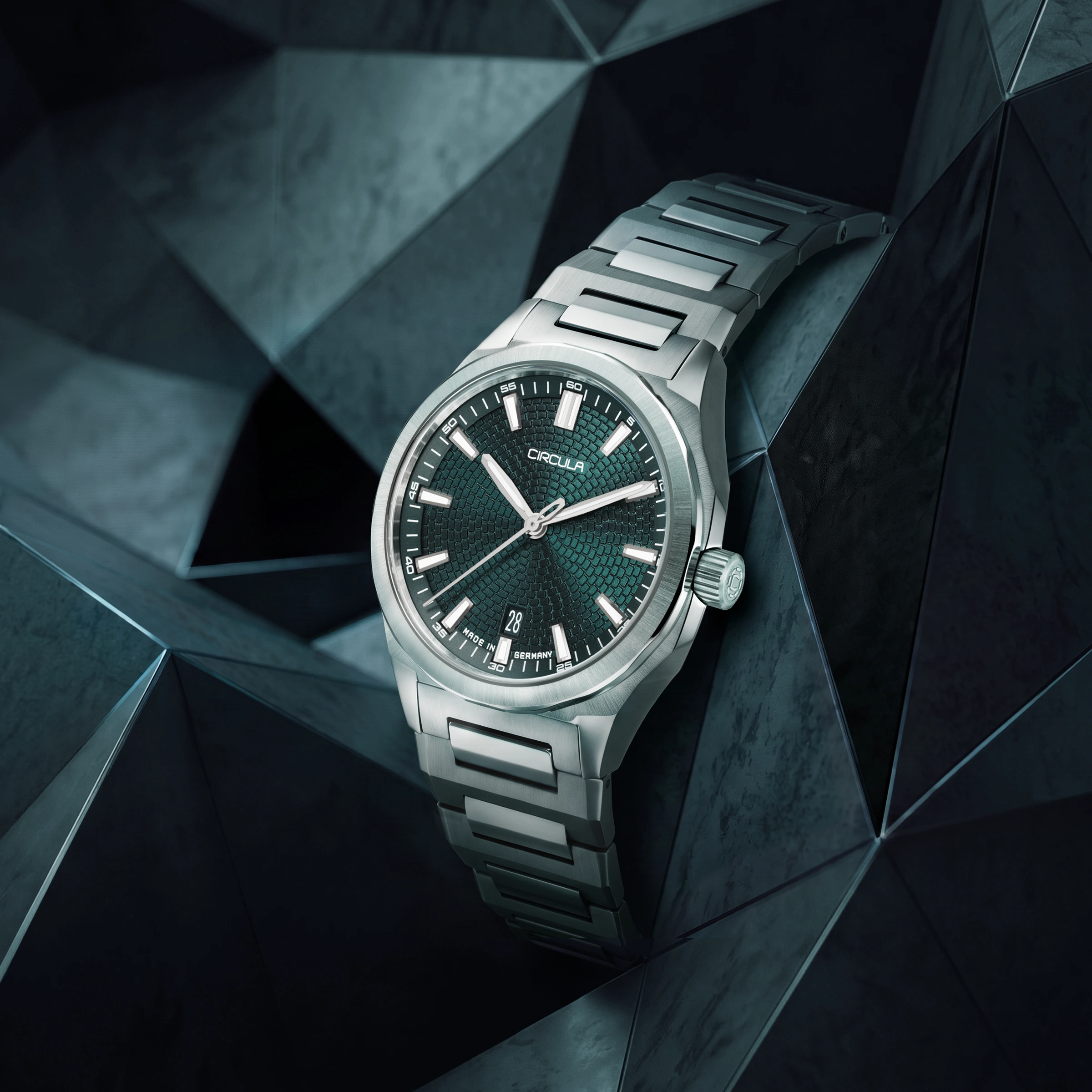 Facet 41 Petrol - Steel Strap with Butterfly Clasp