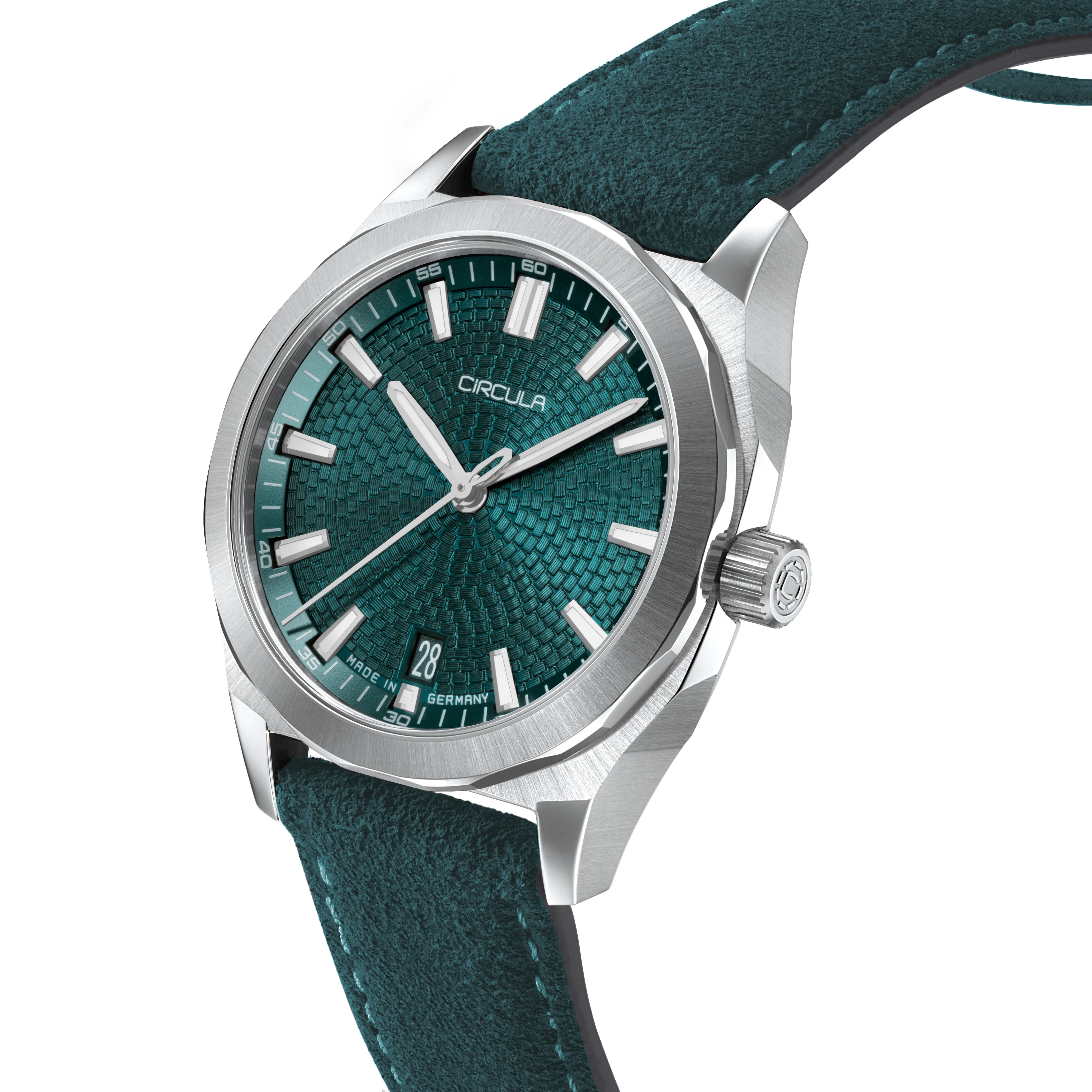Facet 38 Petrol - Suede Strap