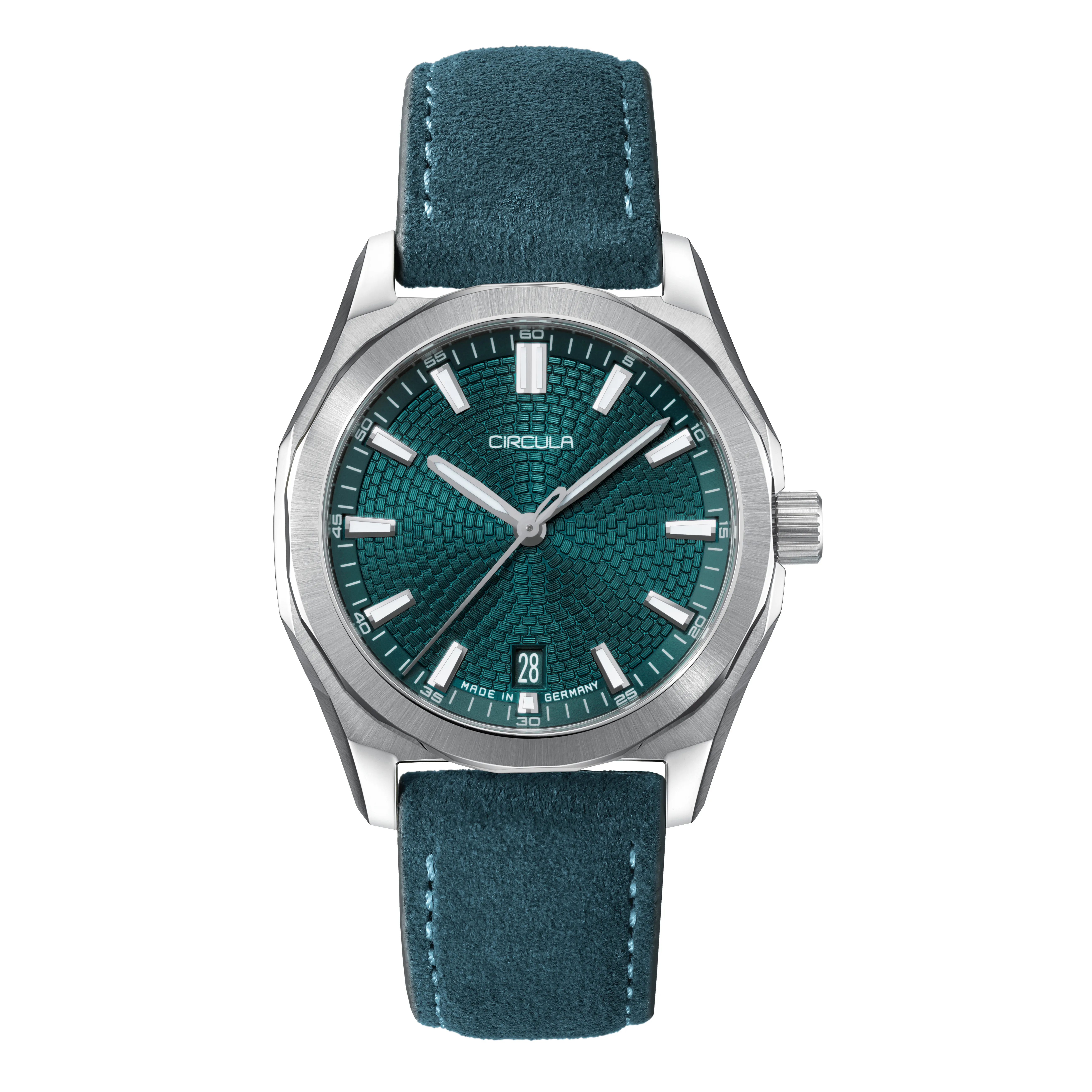 Facet 38 Petrol - Suede Strap