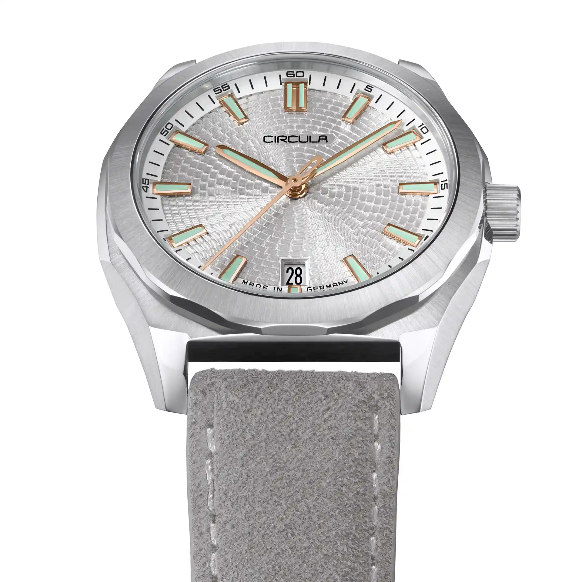 Facet Silver - Suede Strap