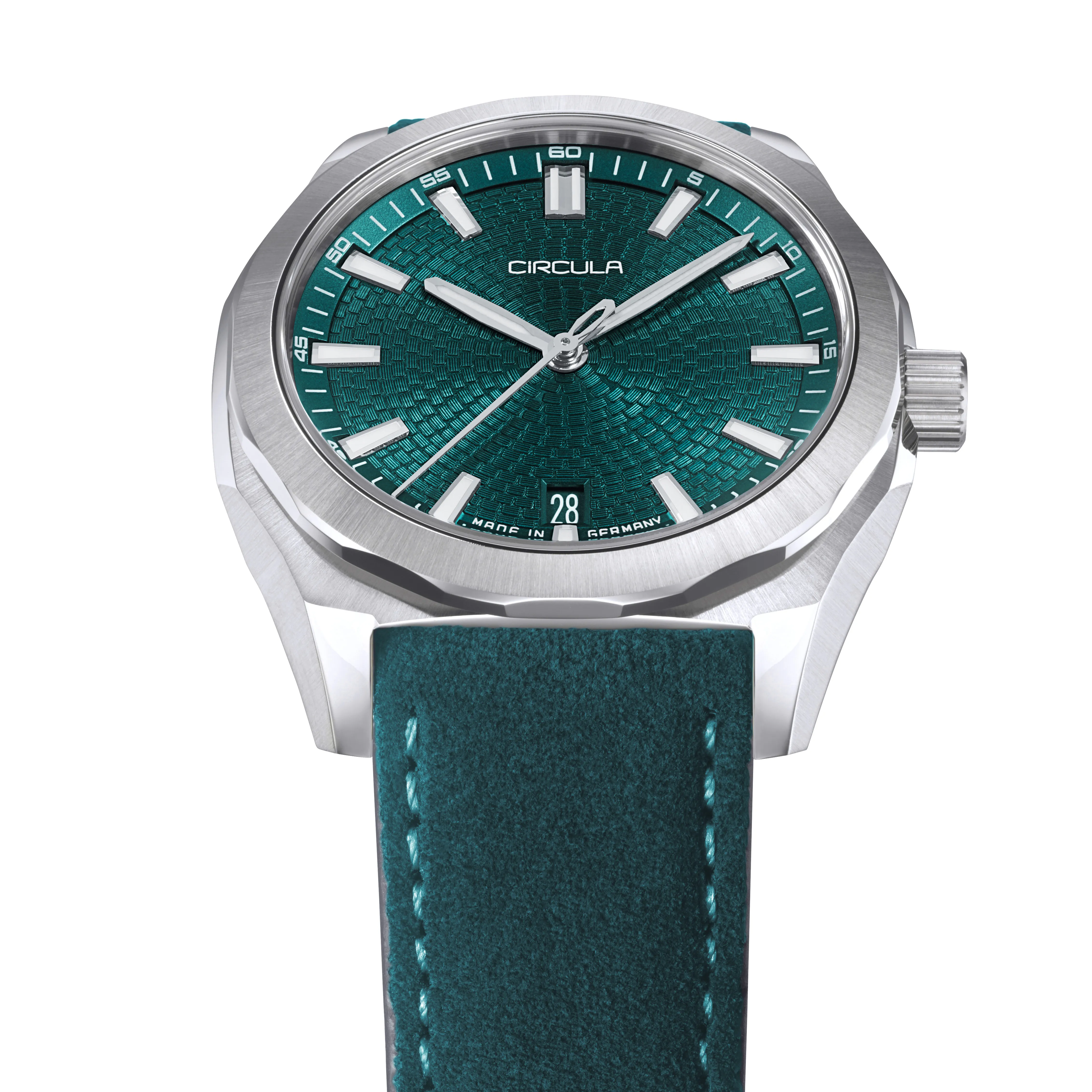 Facet 38 Petrol - Suede Strap