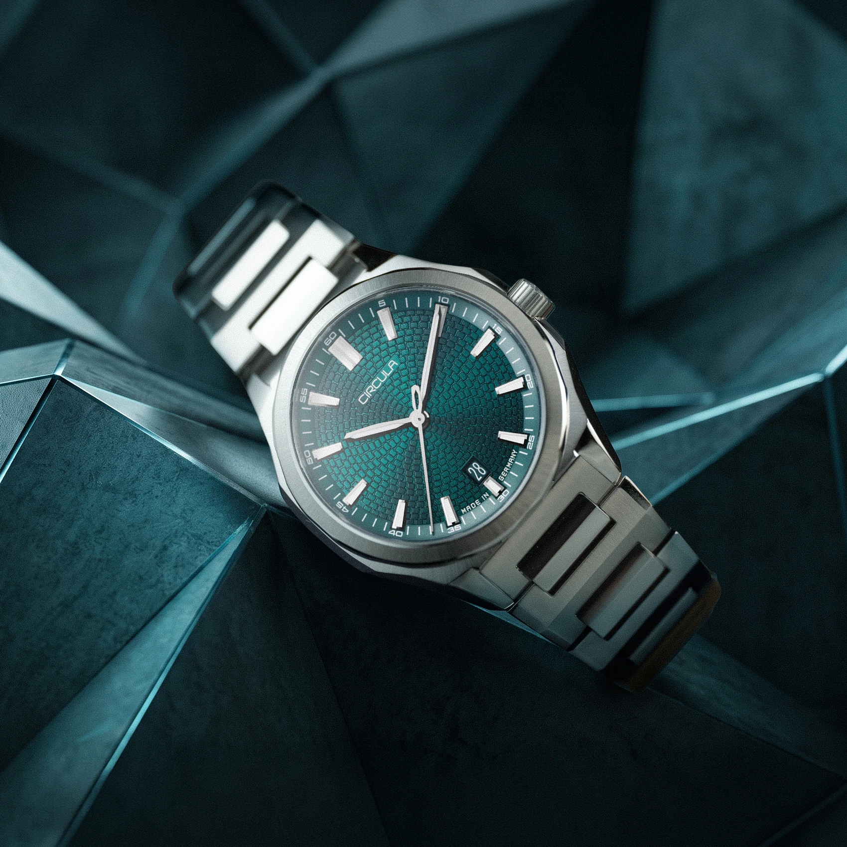 Facet 41 Petrol - Steel Strap with Butterfly Clasp