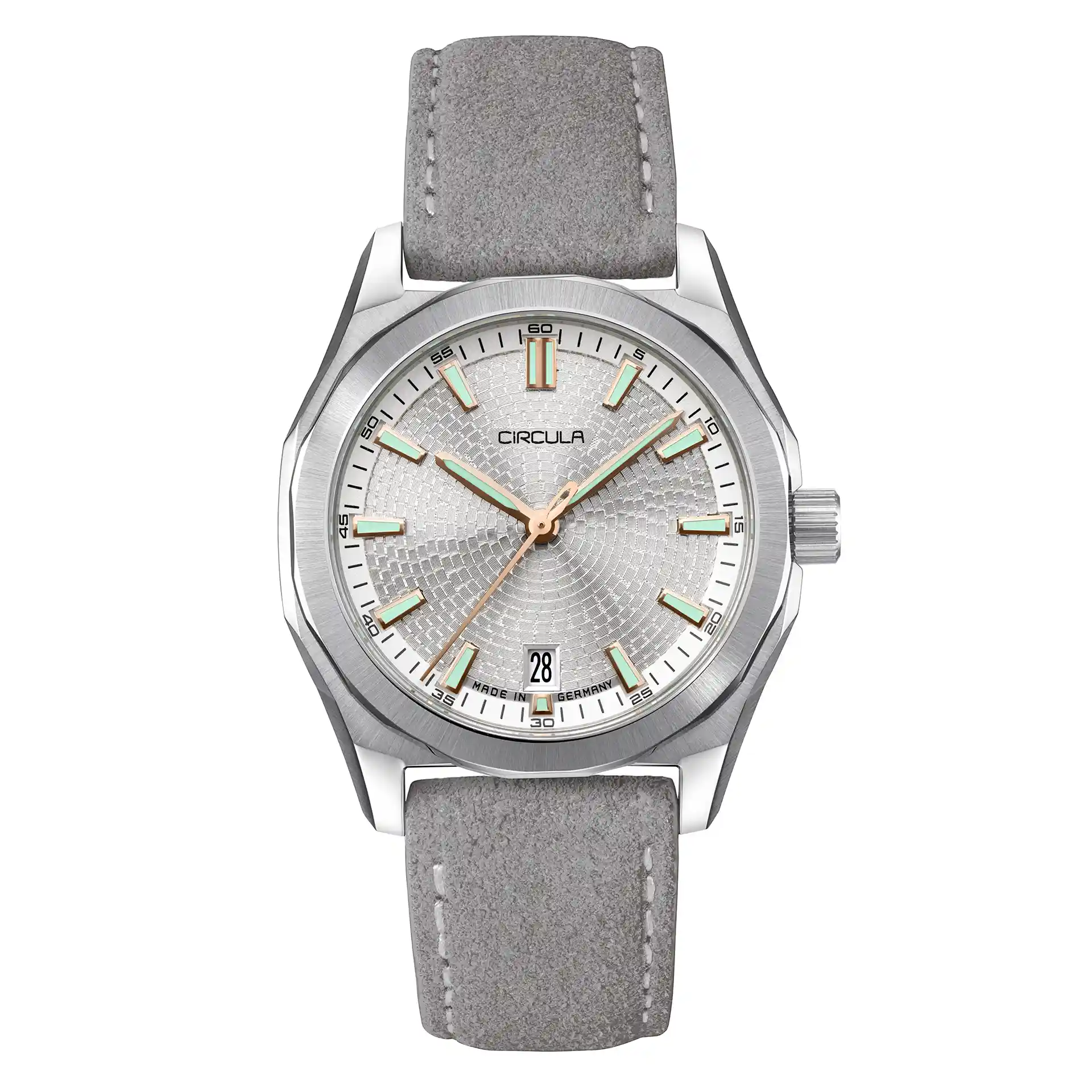 Facet Silver - Suede Strap